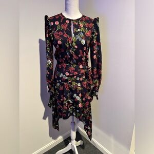 Walter Baker Small Floral dress with ruffles, bows and asymmetrical hem.